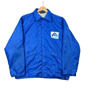 Vtg 80s Albertsons Jacket Men Large Blue Snap Button Grocery Store USA Made